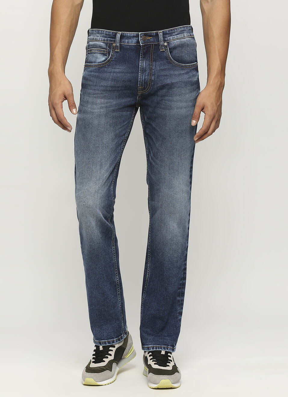 Vapour Dark Blue Mid Rise Slim Fit Jeans, , large image number 2