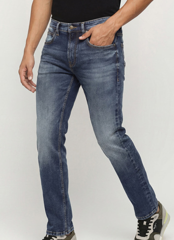 Vapour Dark Blue Mid Rise Slim Fit Jeans