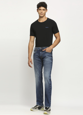 Vapour Dark Blue Mid Rise Slim Fit Jeans