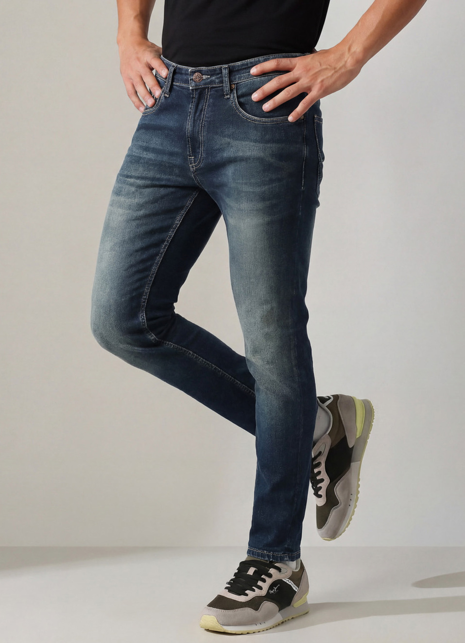 Chinox Dark Blue Mid Rise Ankle Jeans, , large image number 0