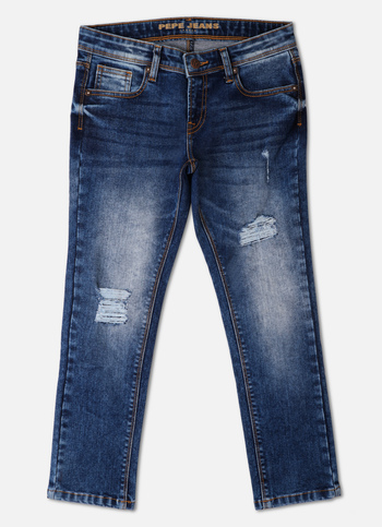 Boys Rivet Distressed Mid Rise Regular Fit Jeans