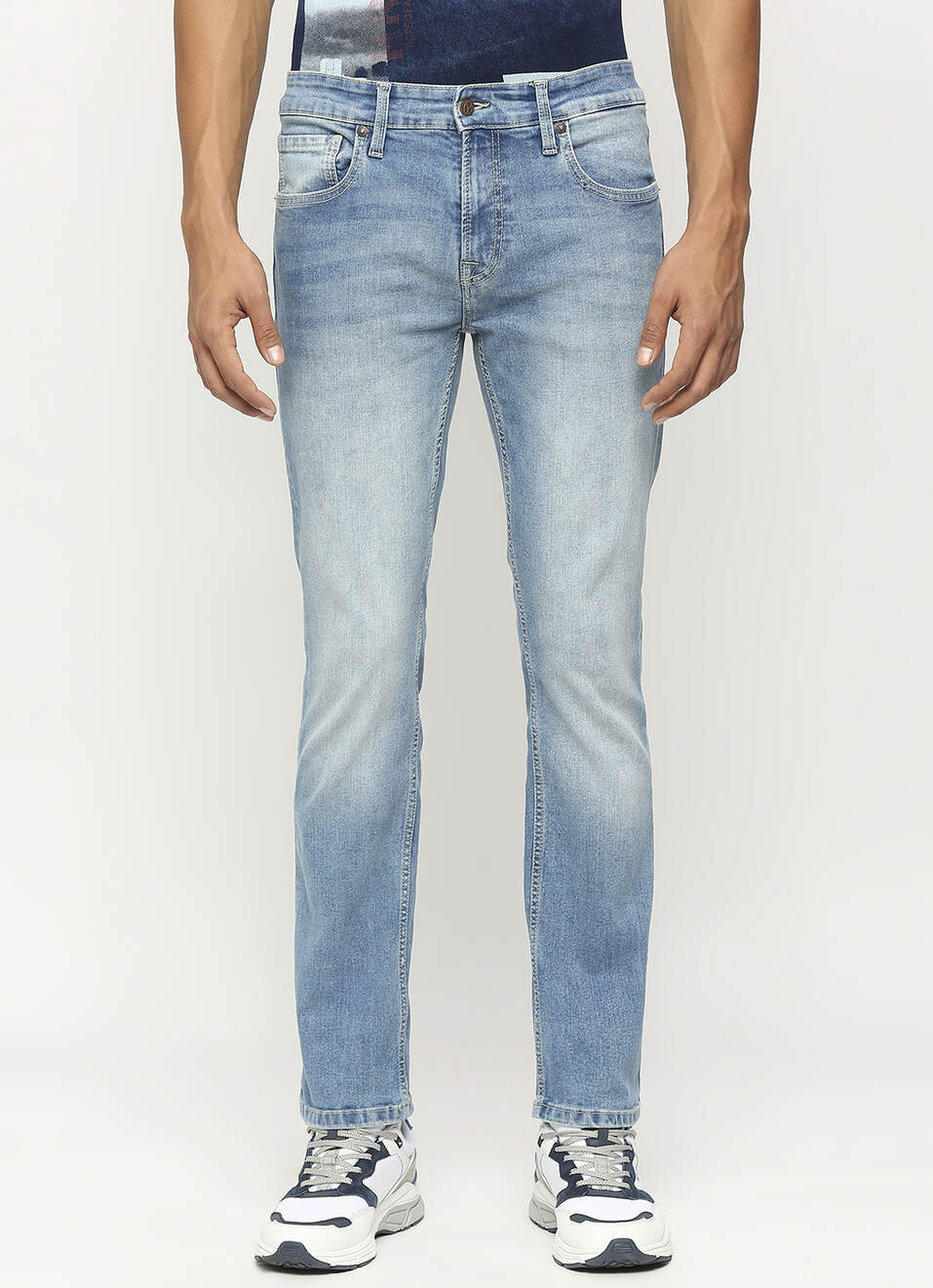 Cash Blue Mid Waist Straight Fit Jeans, , large image number 2