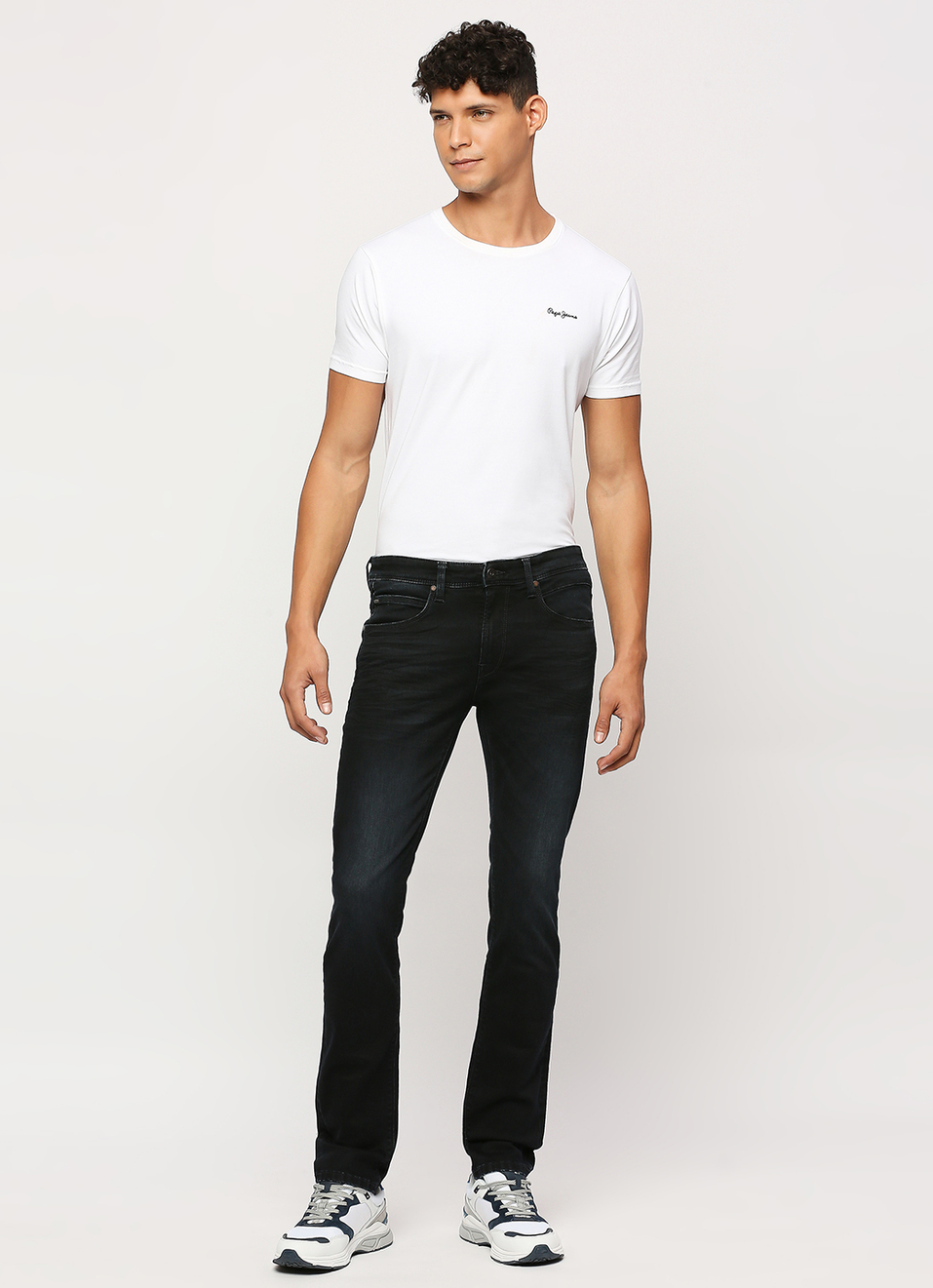 Vapour Black Blue Mid Rise Slim Fit Jeans, , large image number 1