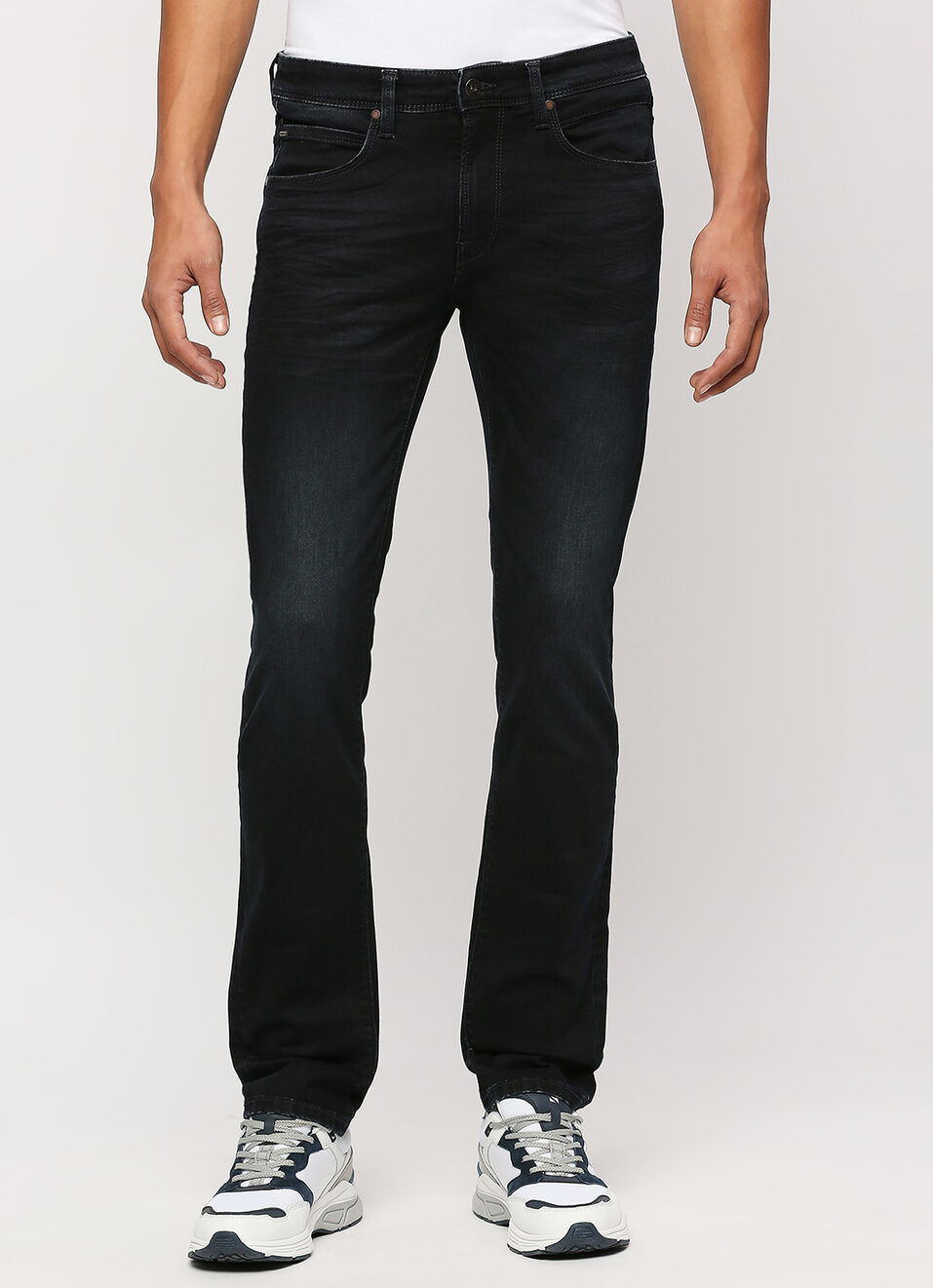 Vapour Black Blue Mid Rise Slim Fit Jeans, , large image number 2