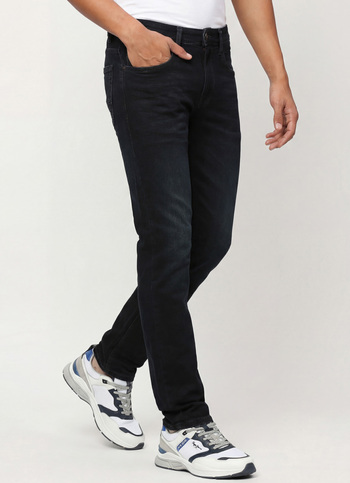 Vapour Black Blue Mid Rise Slim Fit Jeans