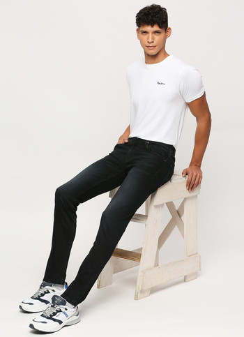 Vapour Black Blue Mid Rise Slim Fit Jeans