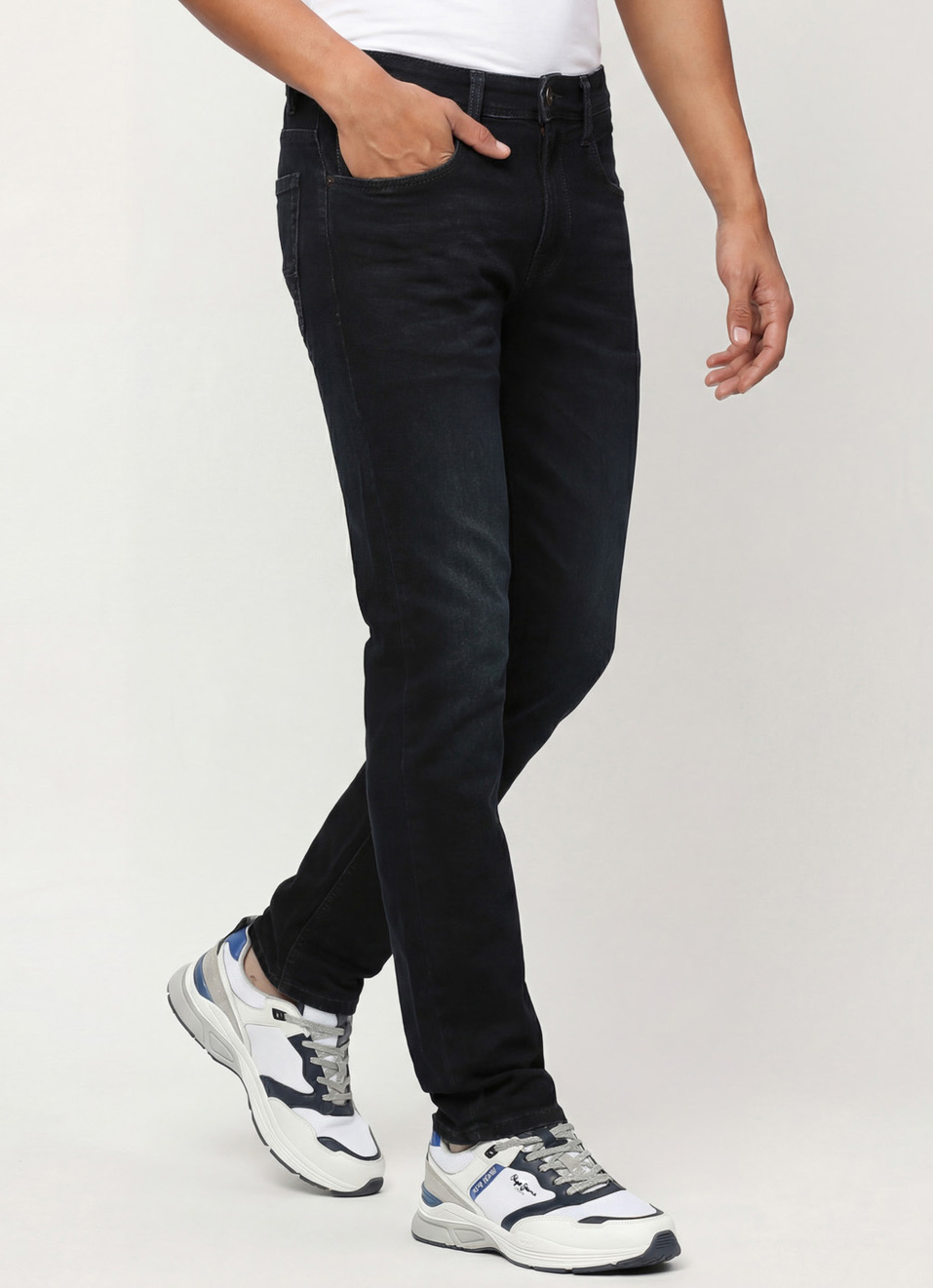 Vapour Black Blue Mid Rise Slim Fit Jeans, , large image number 0