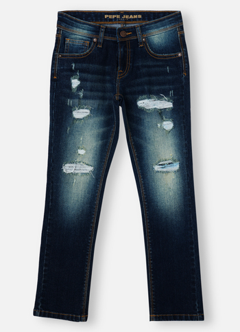 Boys Dark Blue Mid Rise Slim Fit Jeans
