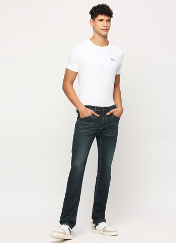 Vapour Dark Blue Mid Rise Slim Fit Jeans