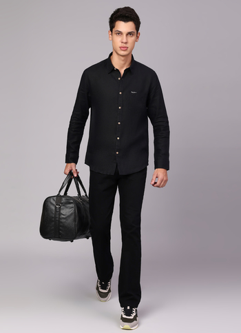 Holborne Black Mid Rise Straight Fit Jeans