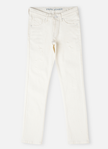 Boys Cashed White Mid Waist Slim Fit Jeans