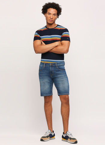Chinox Blue Mid Waist Regular Fit Shorts