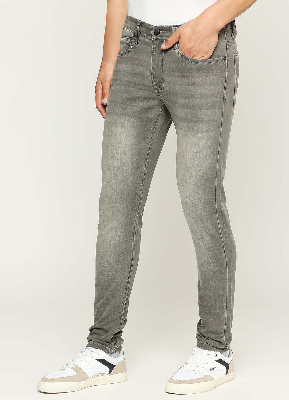 Chinox Grey Mid Rise Regular Fit Jeans, , large image number 6