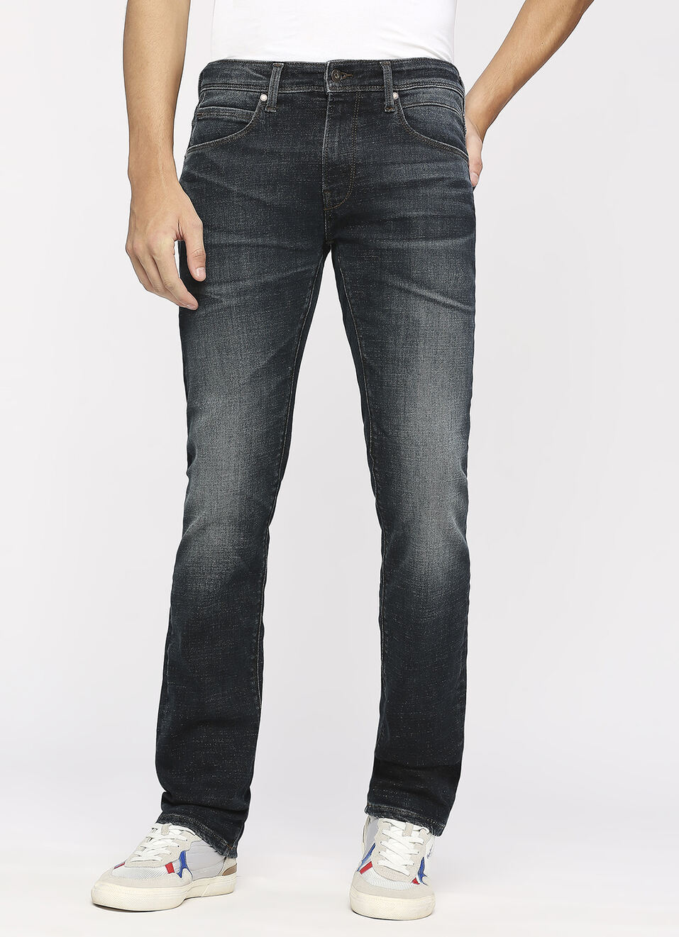 Vapour Blue Powerflex Mid Rise Slim Fit Jeans, , large image number 2