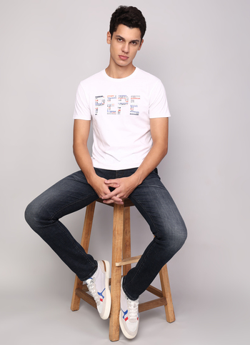 Vapour Blue Powerflex Mid Rise Slim Fit Jeans