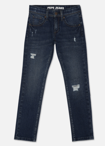 Boys Dark Blue Mid Rise Slim Fit Jeans