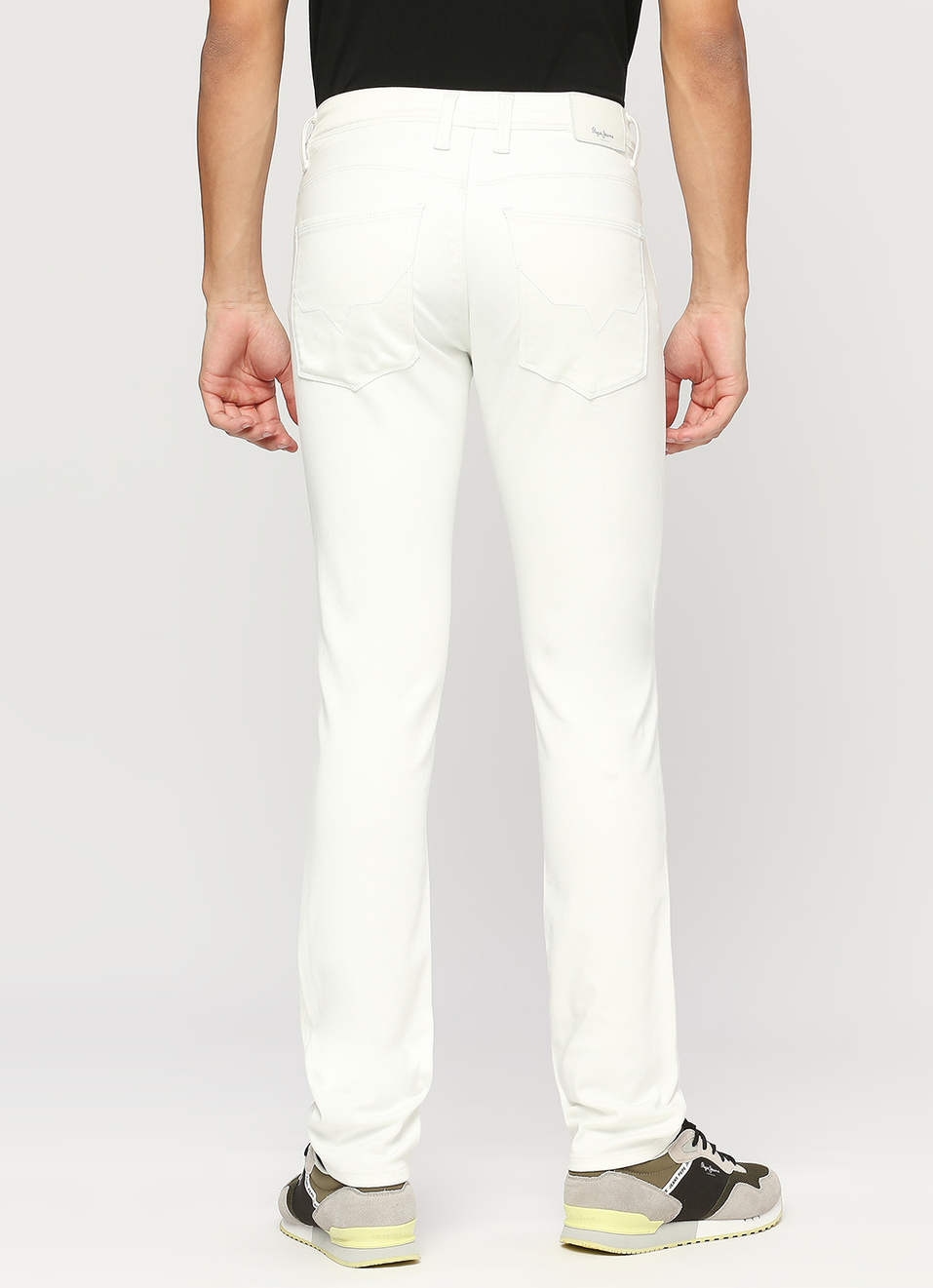 Vapour White Powerflex Mid Rise Slim Fit Jeans, , large image number 1