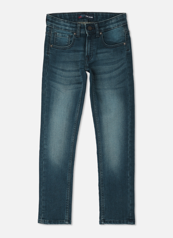 Boys Dark Blue Mid Rise Jogger Fit Jeans