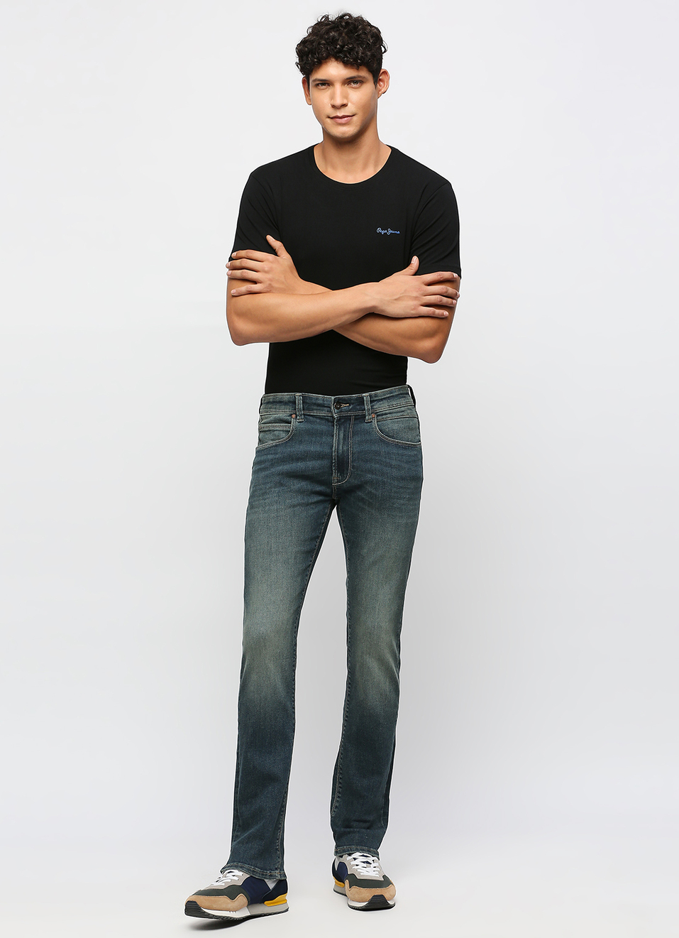 Vapour Dark Blue Mid Rise Slim Fit Jeans, , large image number 1