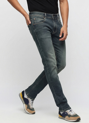 Vapour Dark Blue Mid Rise Slim Fit Jeans