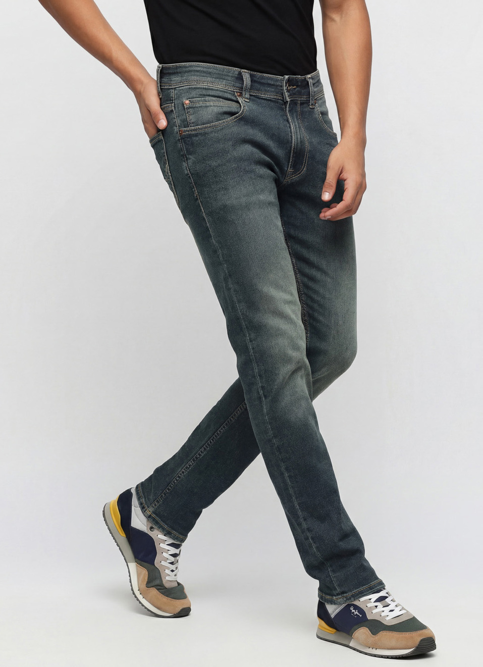 Vapour Dark Blue Mid Rise Slim Fit Jeans, , large image number 0