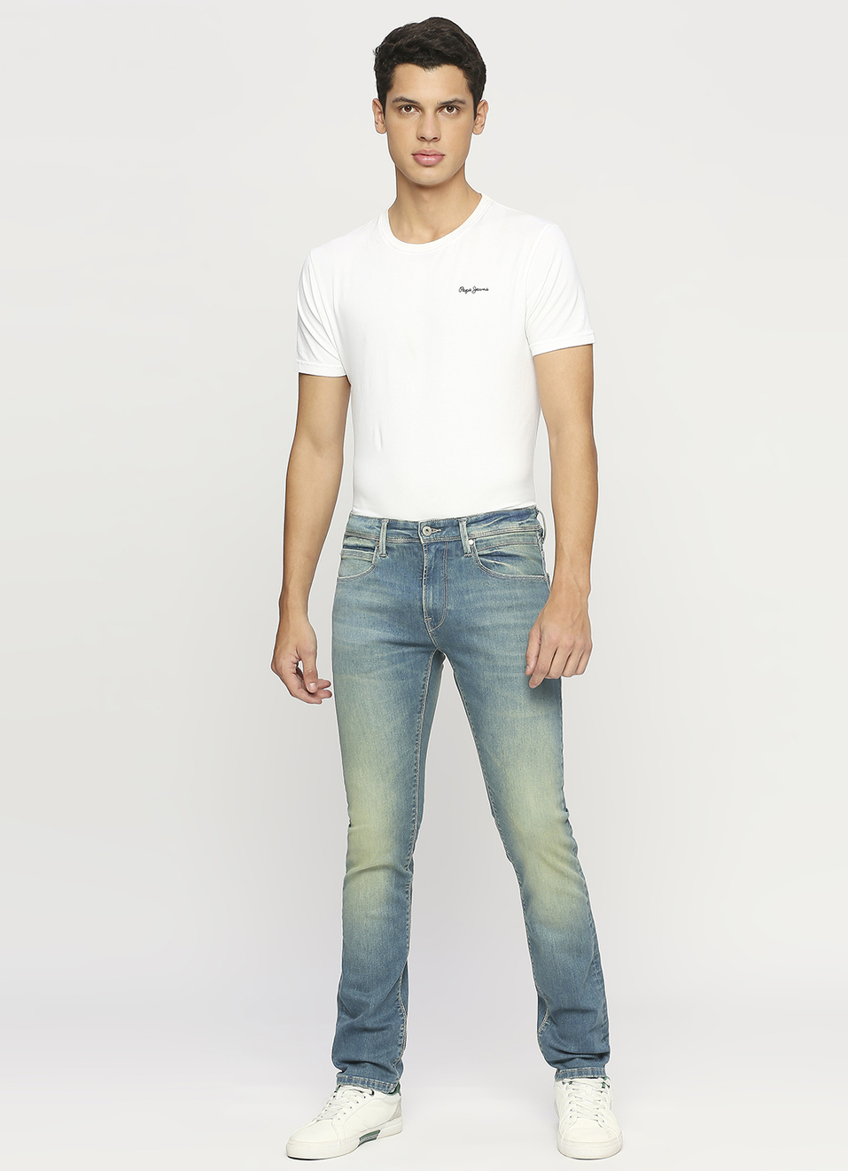 Vapour Blue Mid Waist Slim Fit Jeans, , large image number 1