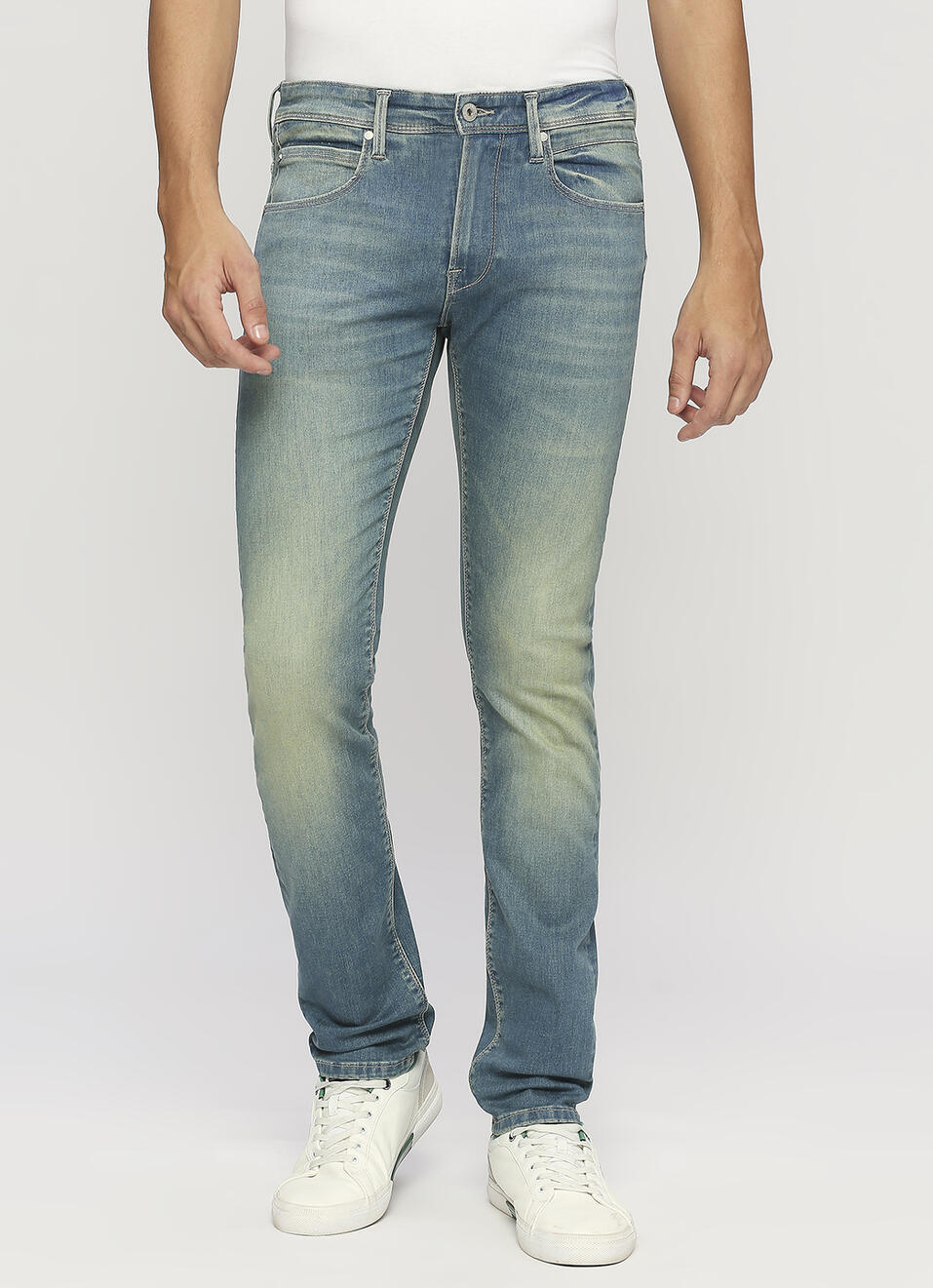 Vapour Blue Mid Waist Slim Fit Jeans, , large image number 2