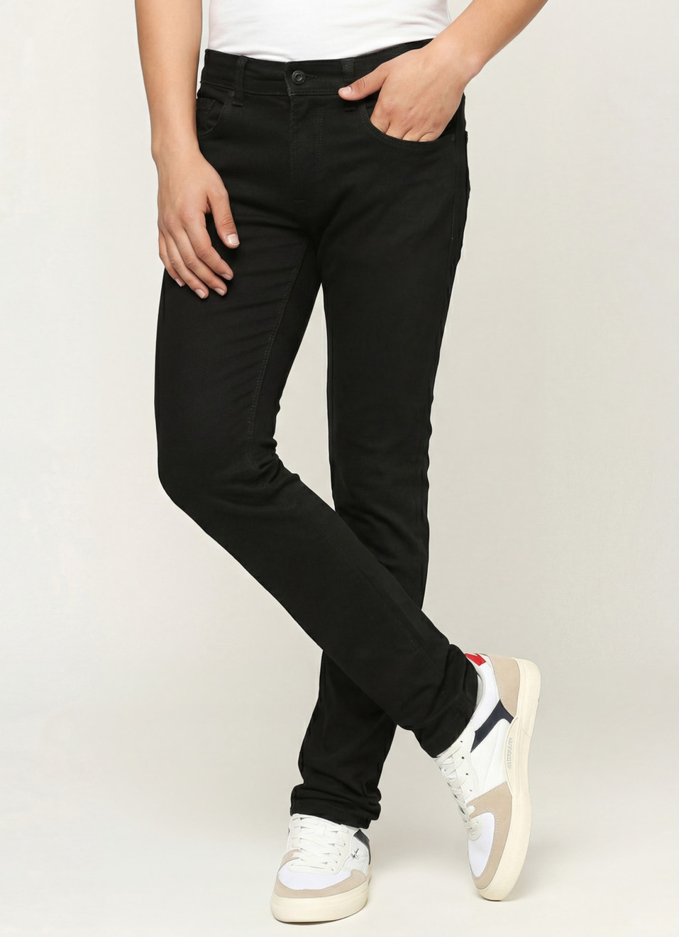 Vapour Black Mid Waist Slim Fit Jeans, , large image number 0