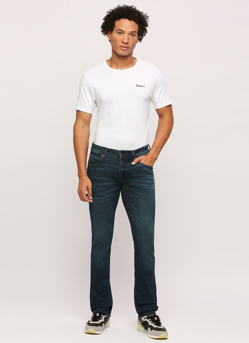 Vapour Blue Mid Waist Slim Fit Jeans, , large image number 1