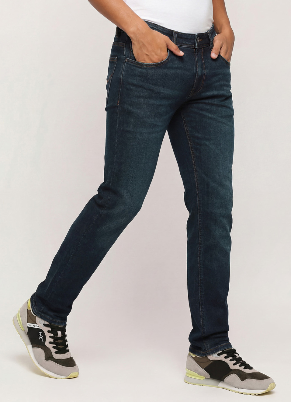 Vapour Blue Mid Waist Slim Fit Jeans, , large image number 0