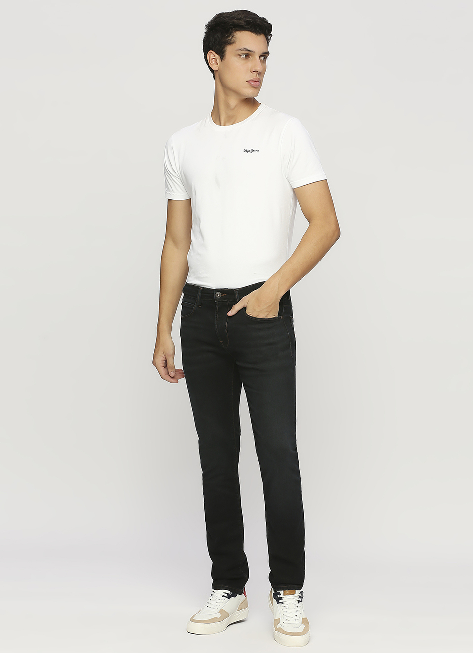 Vapour Blue Powerflex Mid Rise Slim Fit Jeans, , large image number 1