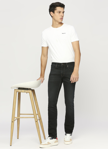 Vapour Blue Powerflex Mid Rise Slim Fit Jeans