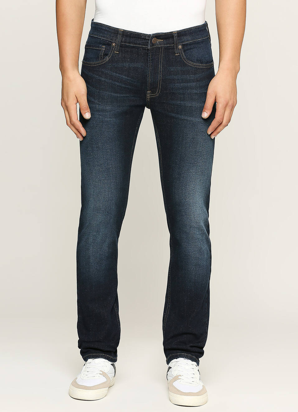 Vapour Dark Blue Mid Rise Slim Fit Jeans, , large image number 2