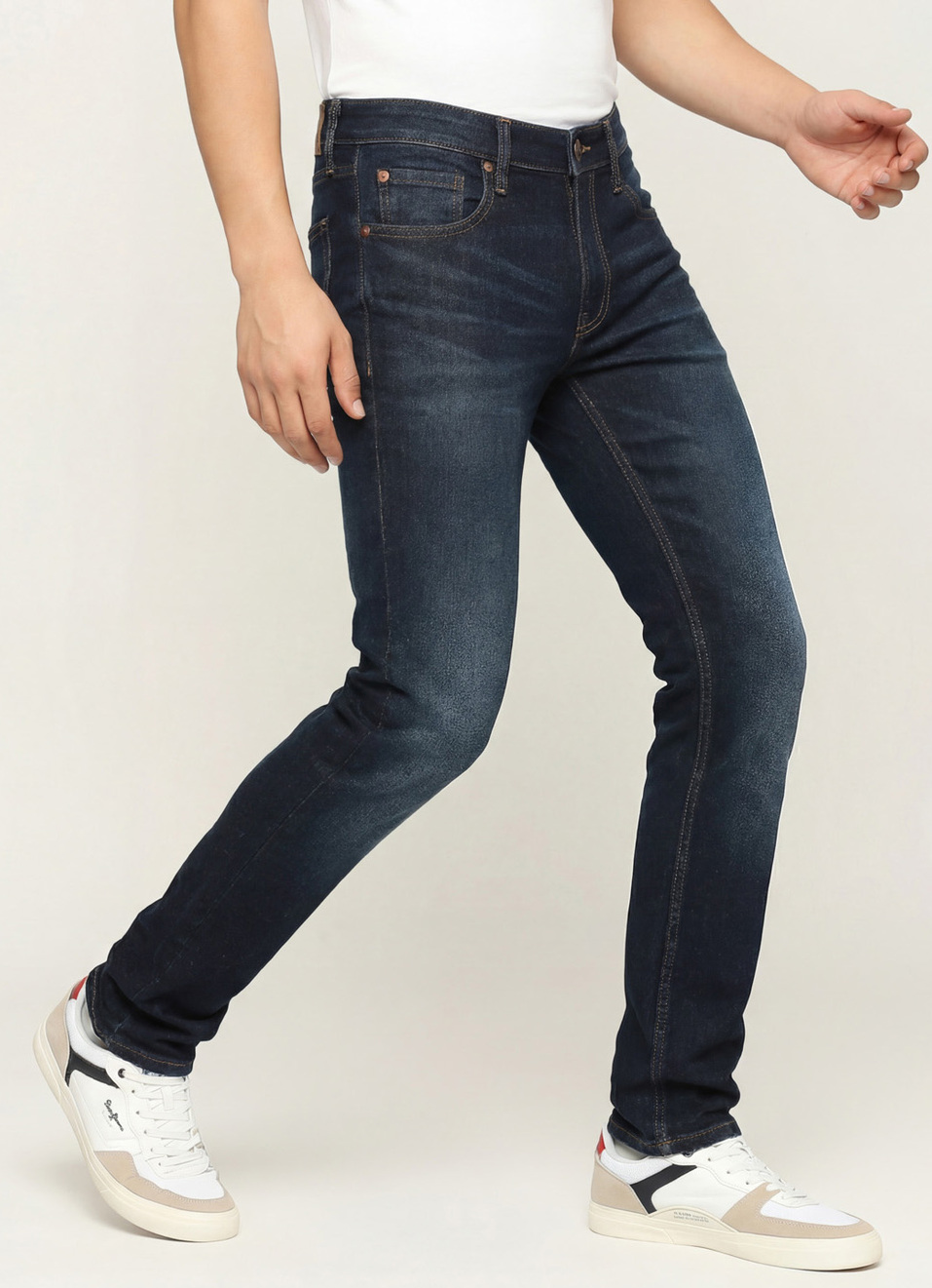 Vapour Dark Blue Mid Rise Slim Fit Jeans, , large image number 0