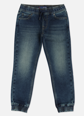 Boys Sprinter Blue Mid Waist Jogger Fit Jeans