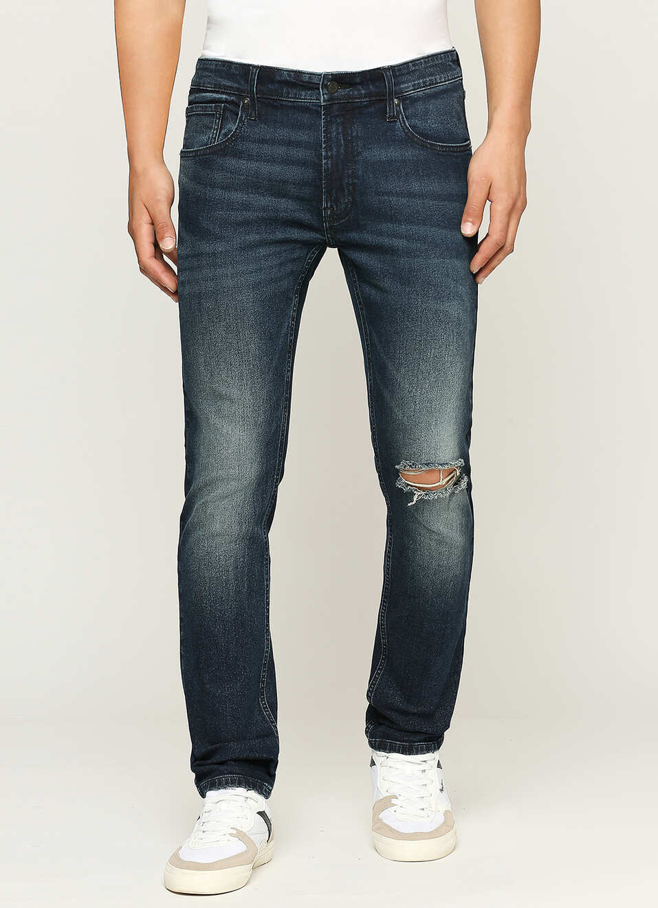 Vapour Dark Blue Low Waist Tapered Jeans, , large image number 2