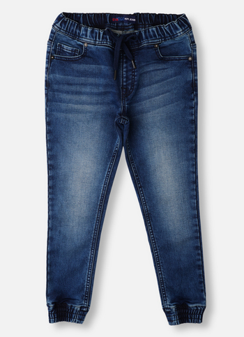 Boys Sprinter Blue Mid Rise Jogger Fit Jeans