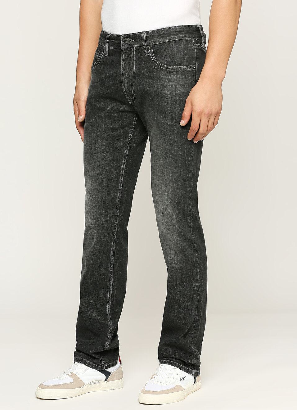 Holborne Grey Mid Rise Straight Leg Jeans, , large image number 5