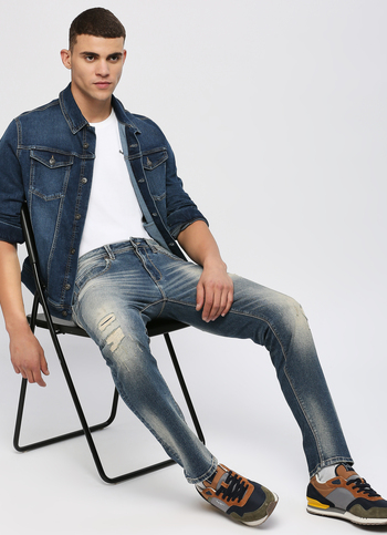 Vapour Blue Low Rise Tapered Jeans