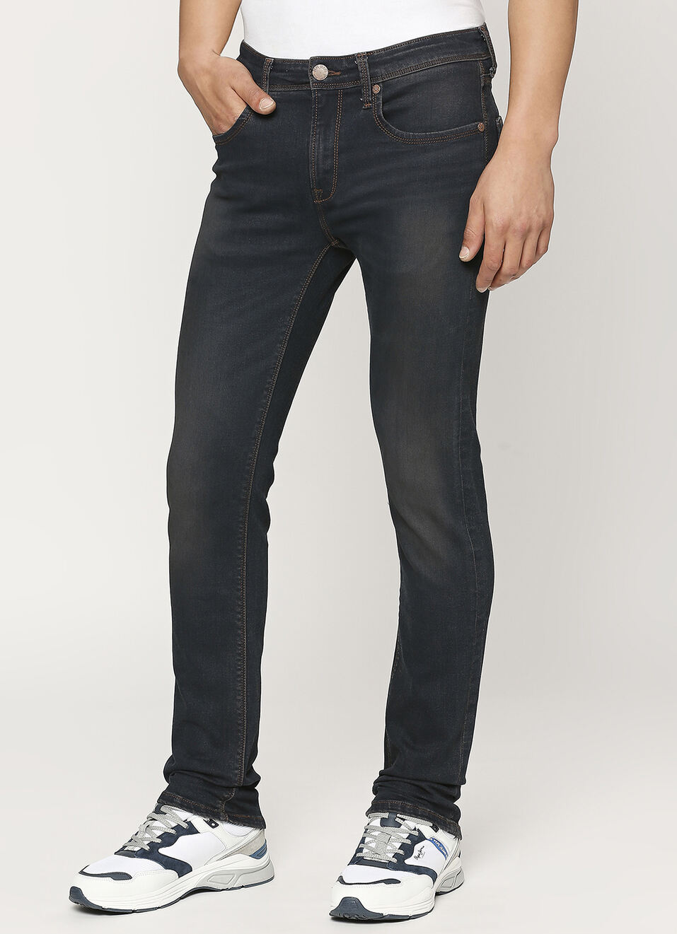 Vapour Dark Blue Mid Rise Slim Fit Jeans, , large image number 6