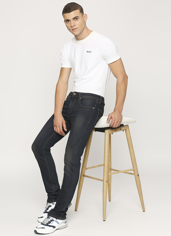 Vapour Dark Blue Mid Rise Slim Fit Jeans
