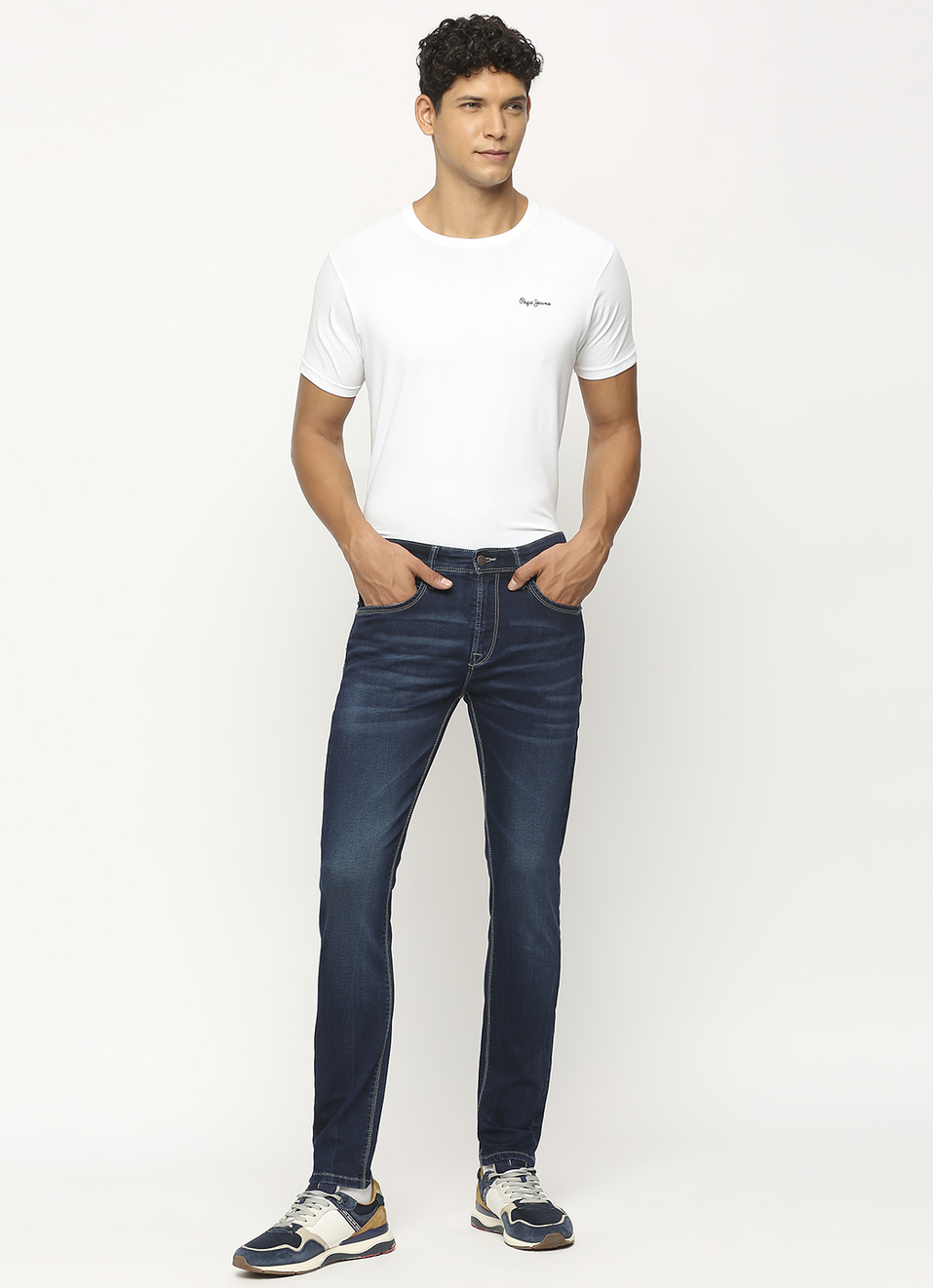 Chinox Dark Blue Mid Rise Skinny Jeans, , large image number 1