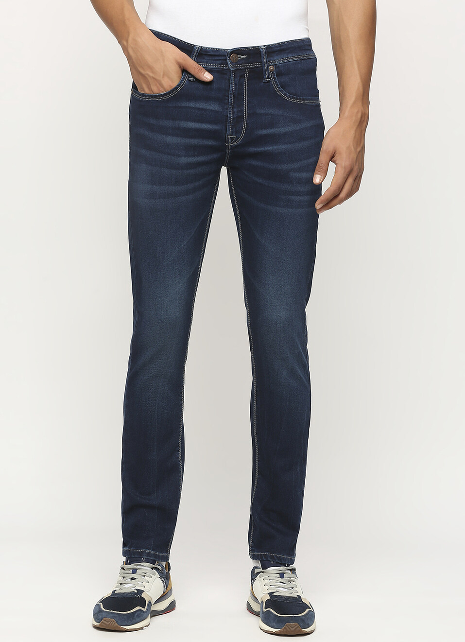 Chinox Dark Blue Mid Rise Skinny Jeans, , large image number 2