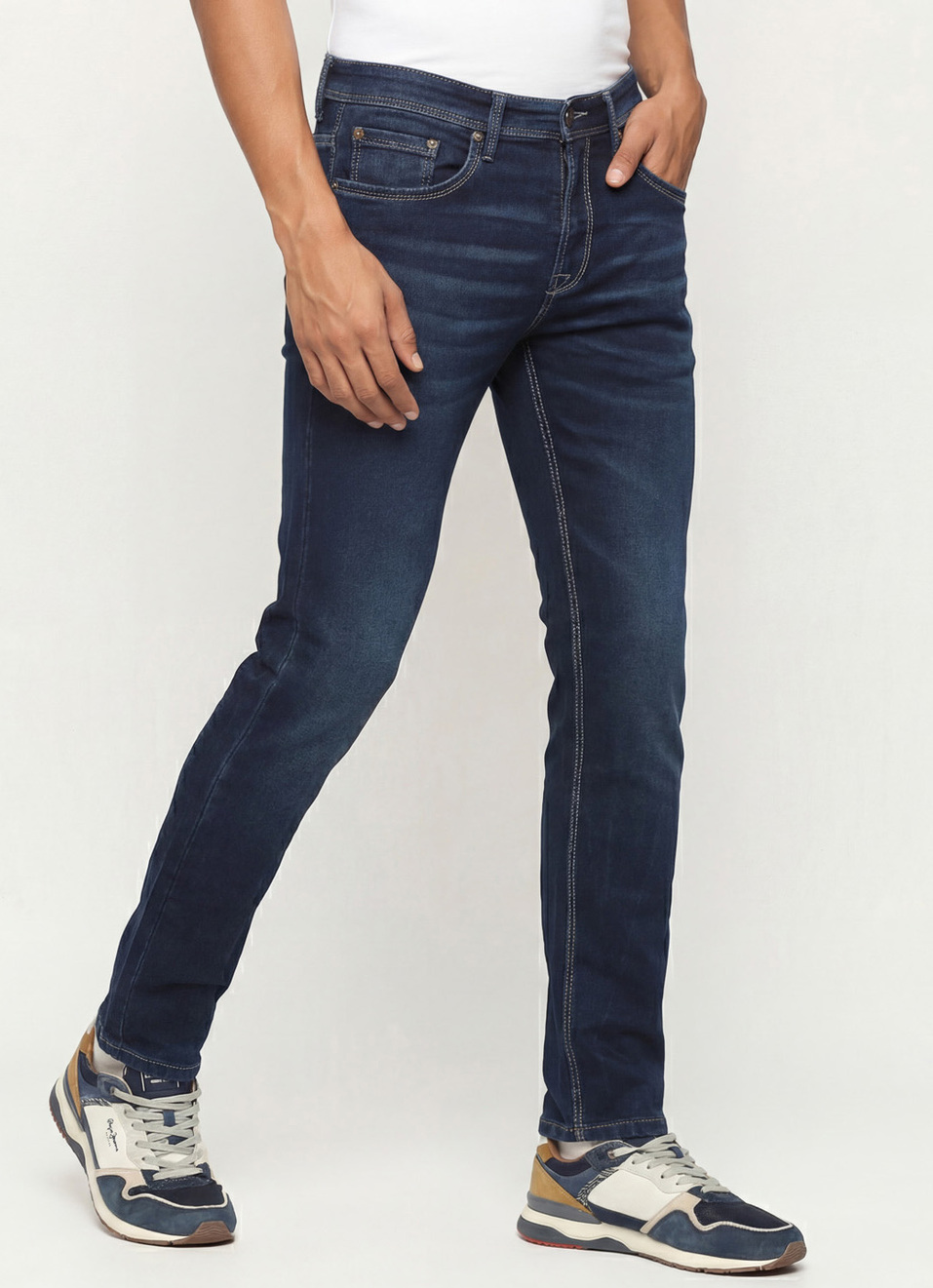 Chinox Dark Blue Mid Rise Skinny Jeans, , large image number 0