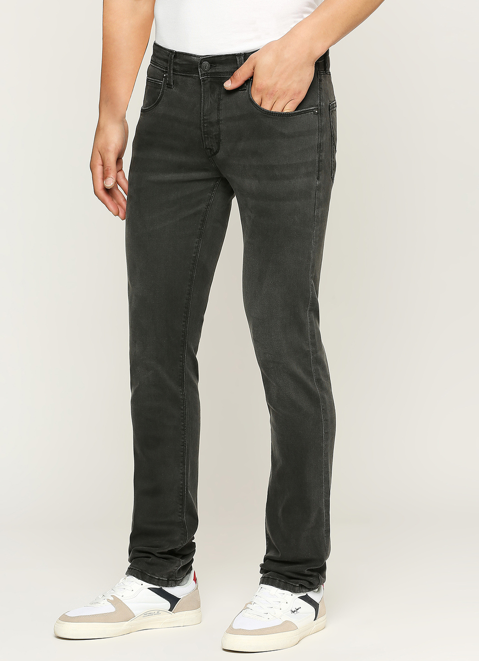 Vapour Black Mid Waist Slim Fit Jeans, , large image number 6