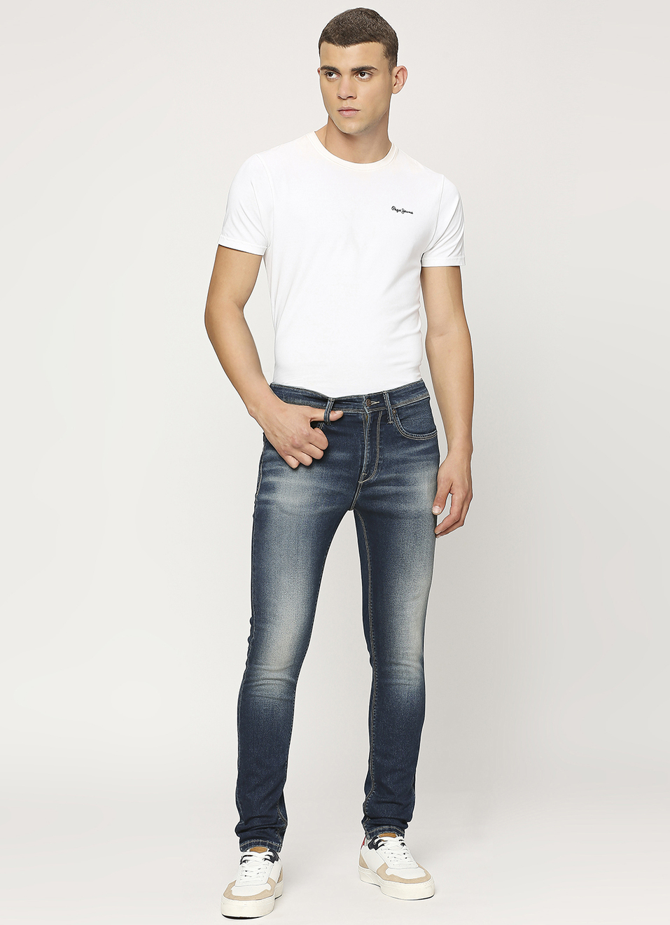 Chinox Dark Blue Mid Rise Skinny Jeans, , large image number 1
