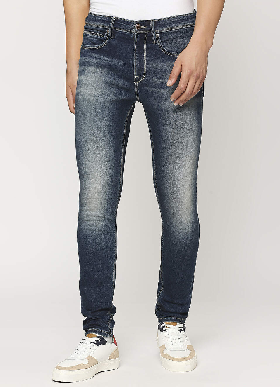 Chinox Dark Blue Mid Rise Skinny Jeans, , large image number 2