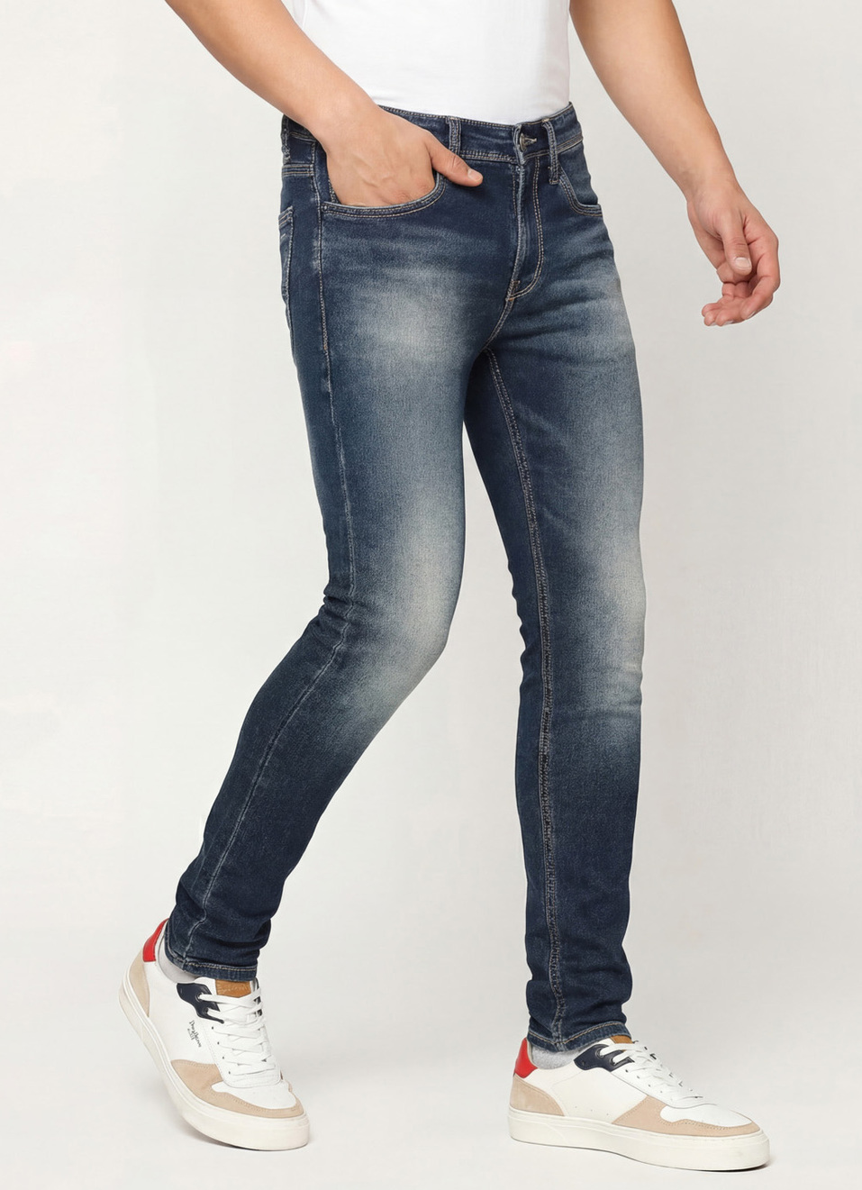 Chinox Dark Blue Mid Rise Skinny Jeans, , large image number 0