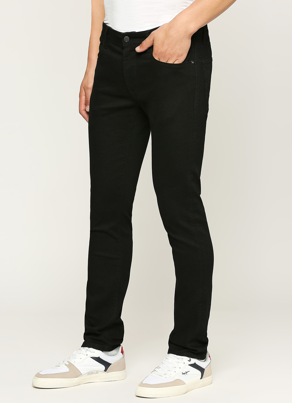 Tapered Vapour Black Low Waist Slim Fit Jeans, , large image number 5