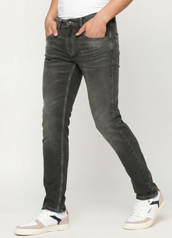 Vapour Black Low Rise Slim Fit Tapered Jeans